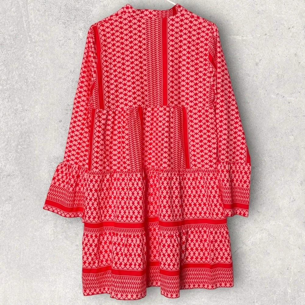 NWT Red and Pink Geometric Dress - Picture 2 of 3
